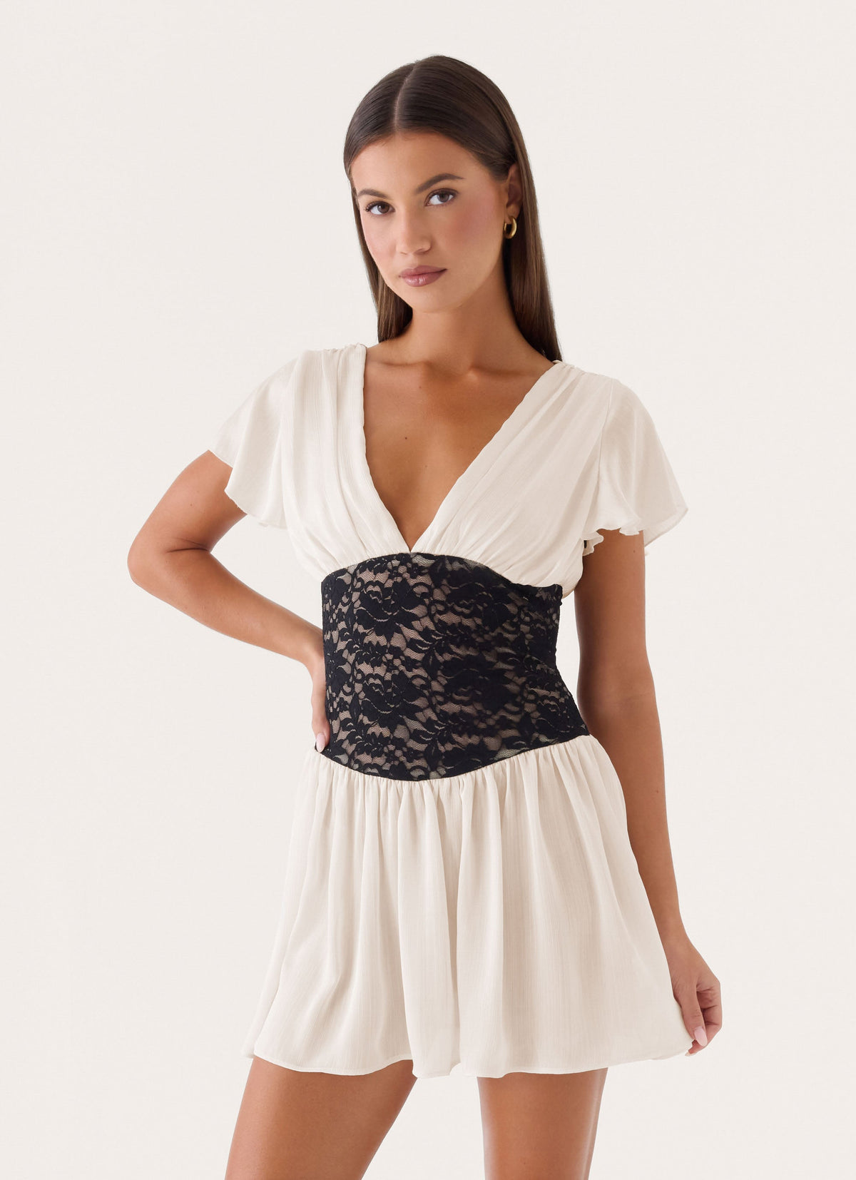 Poppie Lace Mini Dress - Ivory