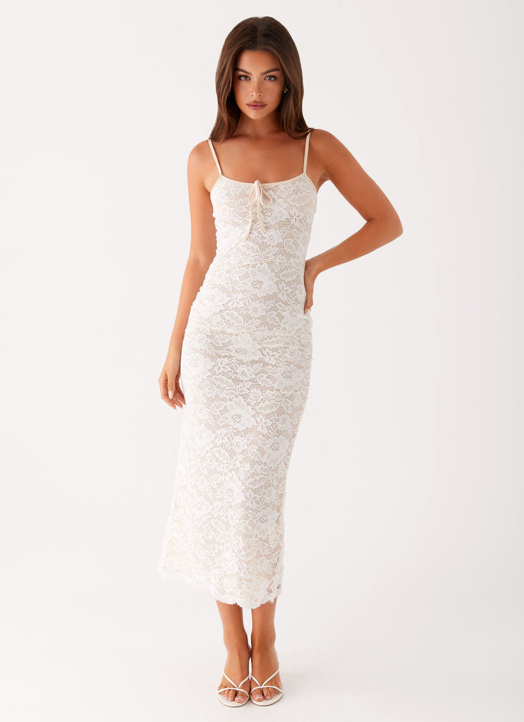 Postcards Lace Midi Dress - Ivory Peppermayo Canada Postcards Lace Midi Dress - Ivory Peppermayo Canada