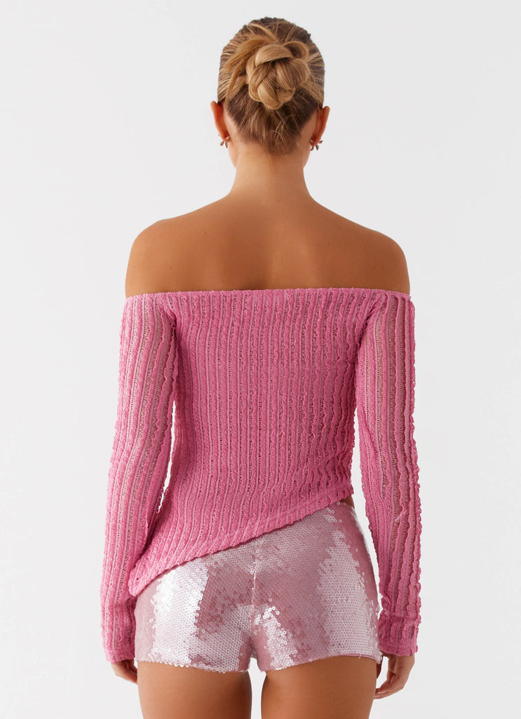 Raquel Off Shoulder Long Sleeve Top - Pink