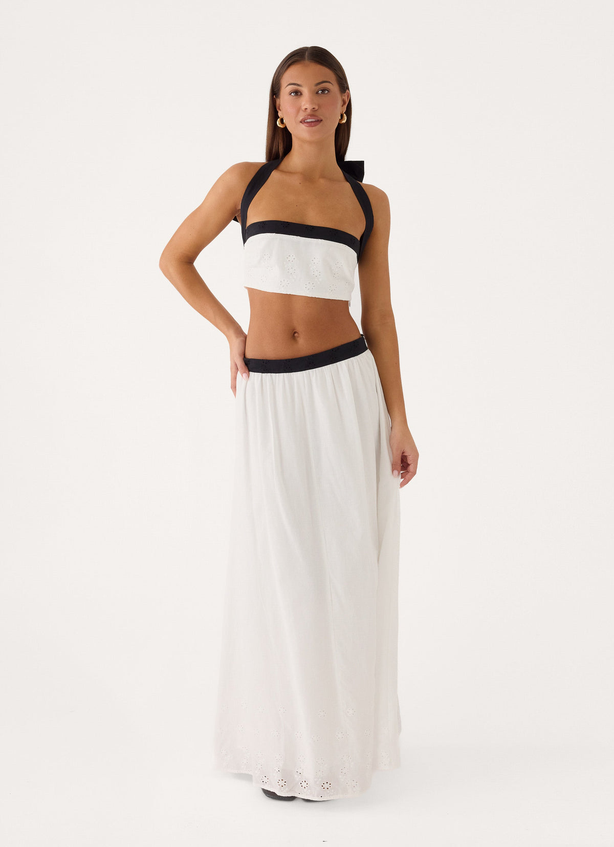 Ribbon Theory Maxi Skirt - Ivory/Black