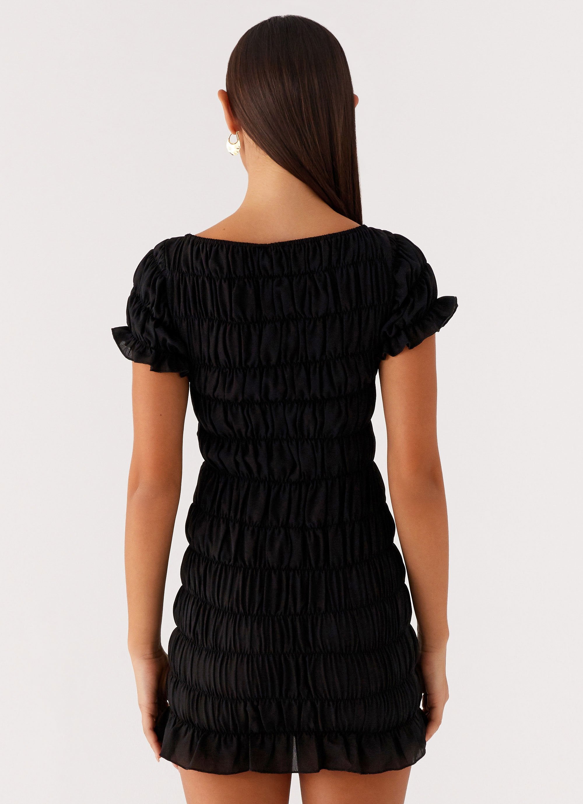 Rita Ruched Mini Dress - Black Peppermayo Canada Rita Ruched Mini Dress - Black Peppermayo Canada