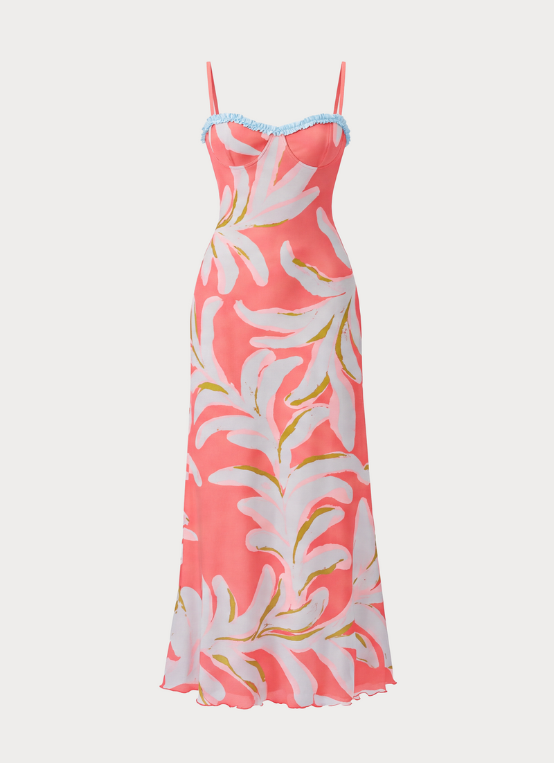 Riviera Muse Maxi Dress - Coral Palm Print