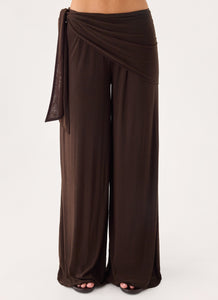Riyan Waist Scarf Pant - Chocolate