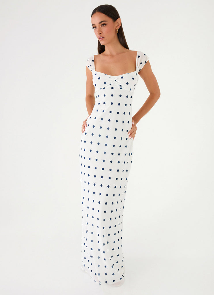 Roma Notte Maxi Dress - Porcelain Blue Polka Dot