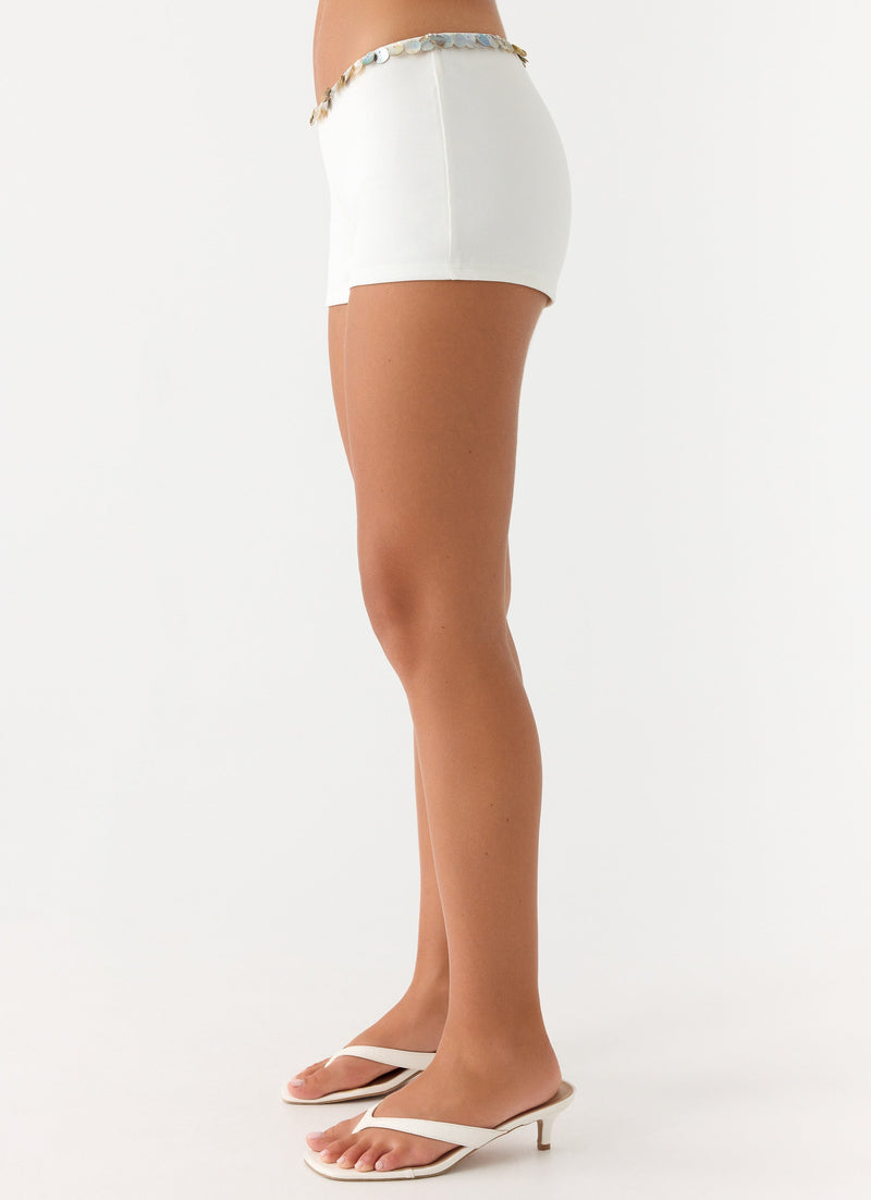 Rosmunda Beaded Mini Shorts - White