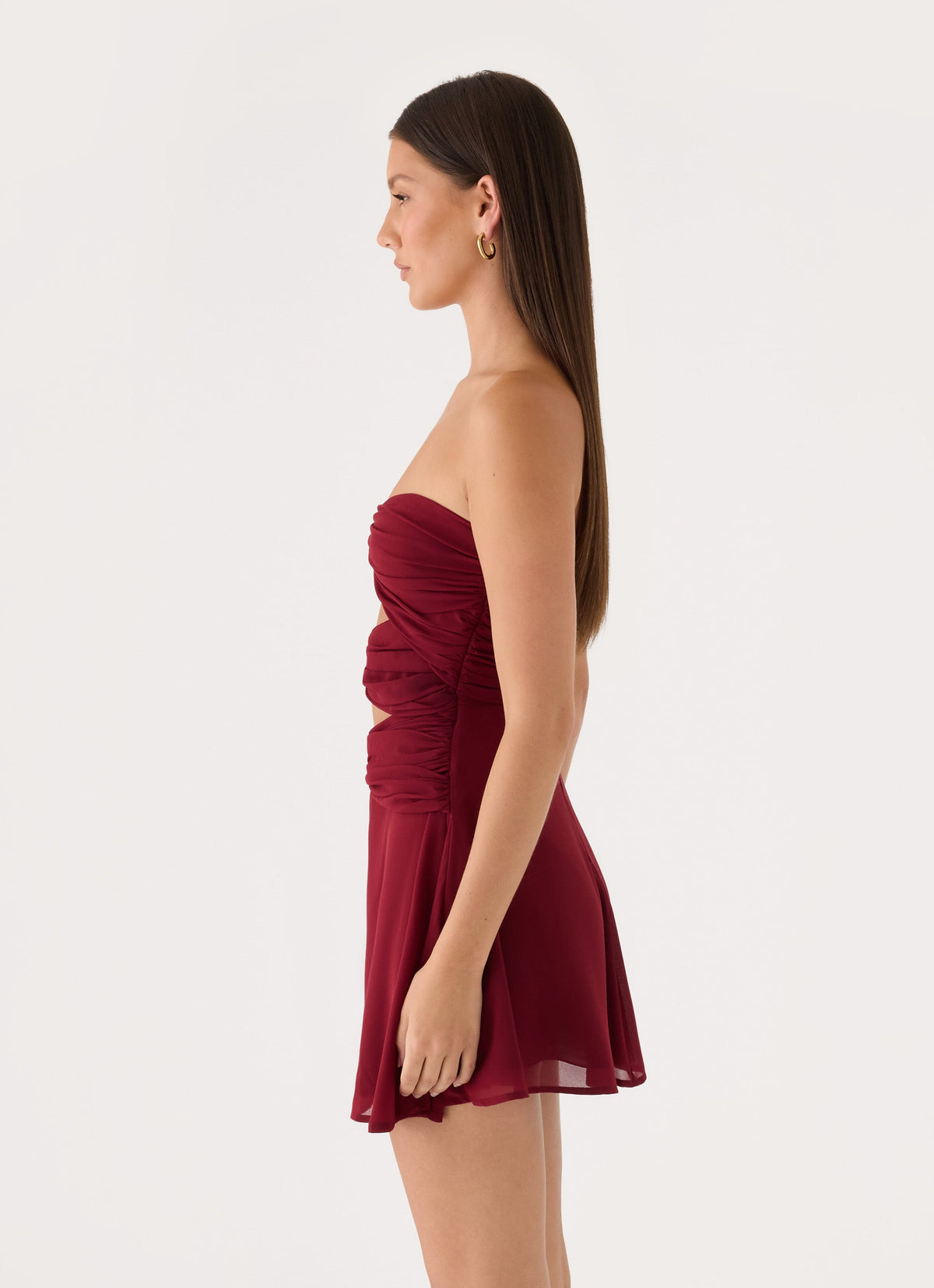 Rossie Strapless Mini Dress - Burgundy