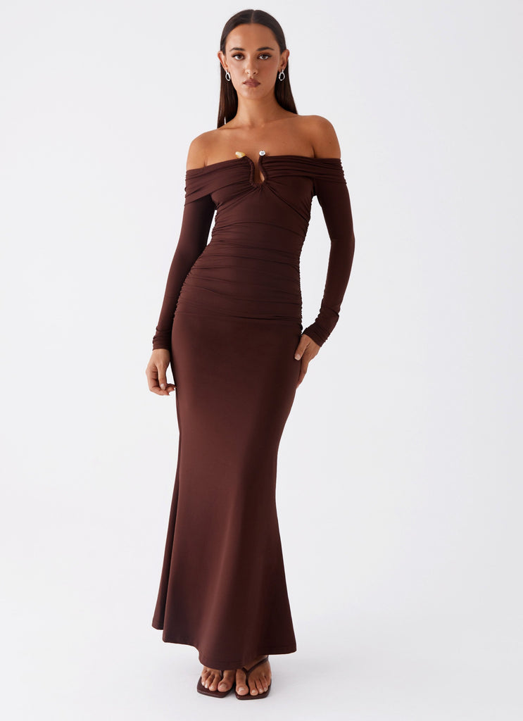 Rudy Long Sleeve Maxi Dress - Chocolate