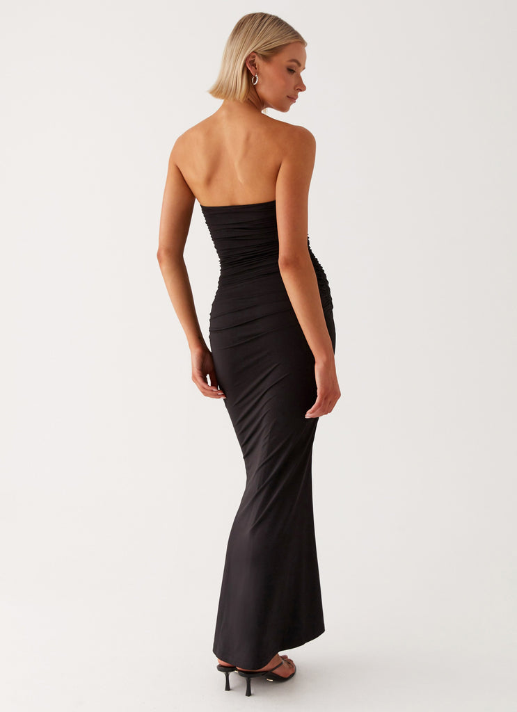 Womens Rudy Maxi Dress in the colour Black in front of a light grey background