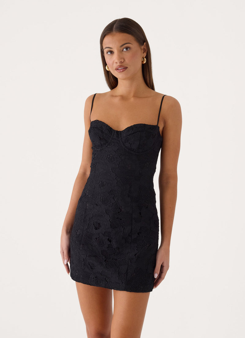 Ruelle Lace Mini Dress - Black