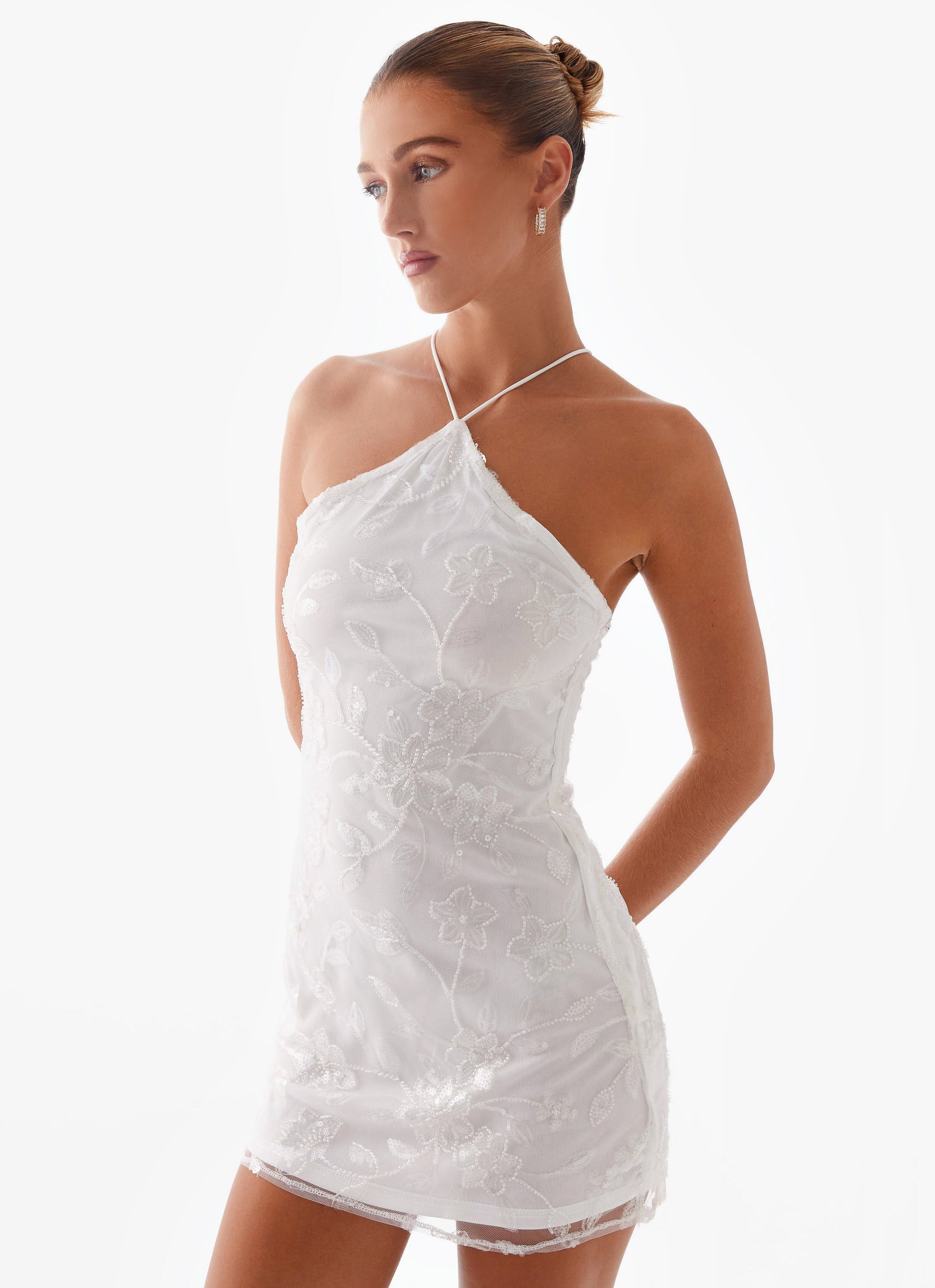 beaded mini dress white Rumi Set Option:Dress Only ProductID: 116610 Dramatic White & Black