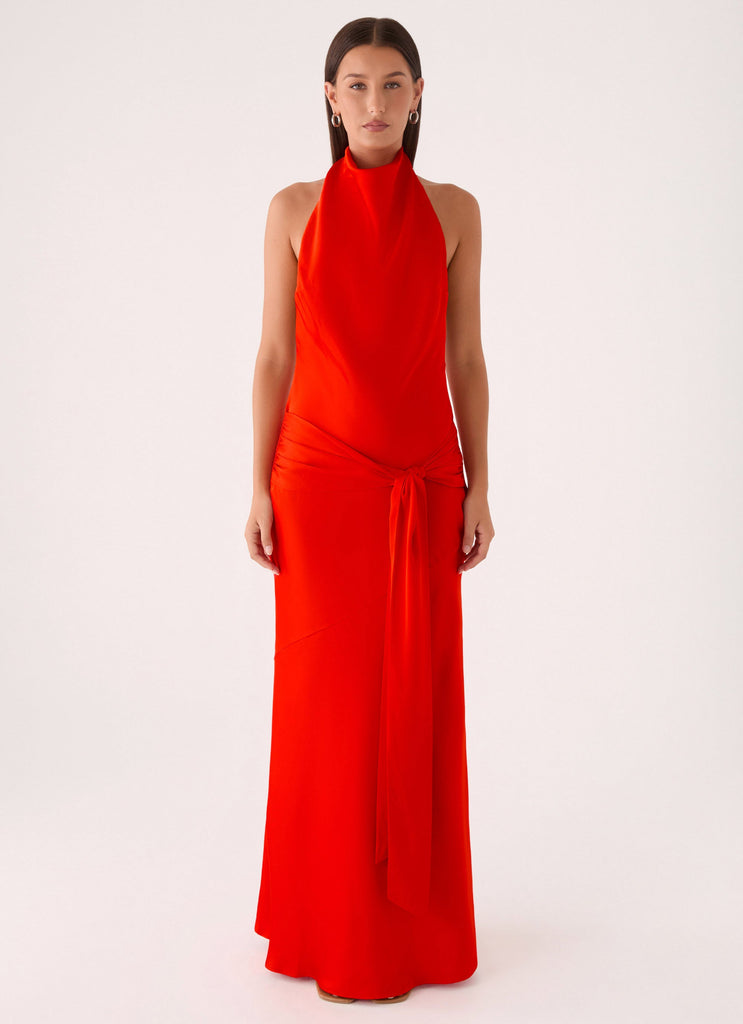 Rumina Sash Maxi Dress - Tangerine