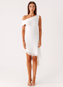 Rylee One Shoulder Midi Dress - White