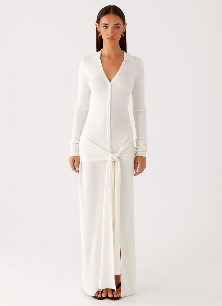 Sabetha Knit Maxi Dress White 1 Peppermayo