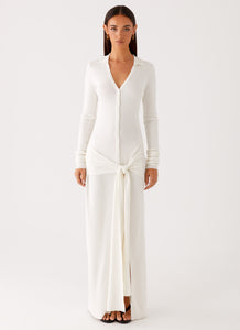 Sabetha Knit Maxi Dress White 1 Peppermayo