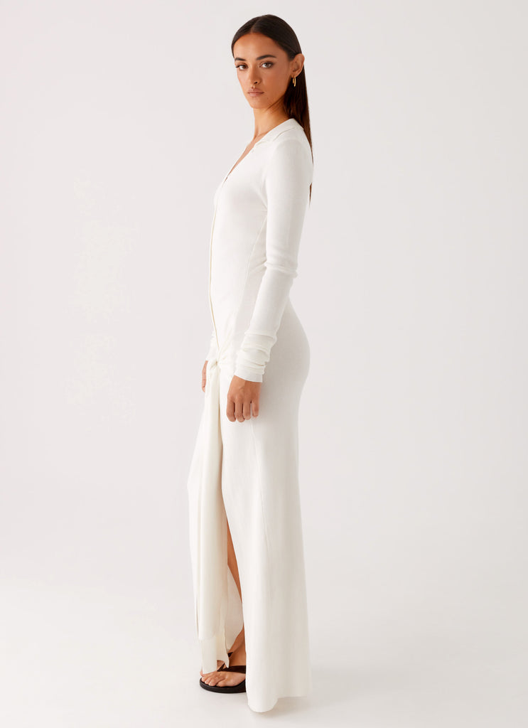 Sabetha Knit Maxi Dress White 2 Peppermayo