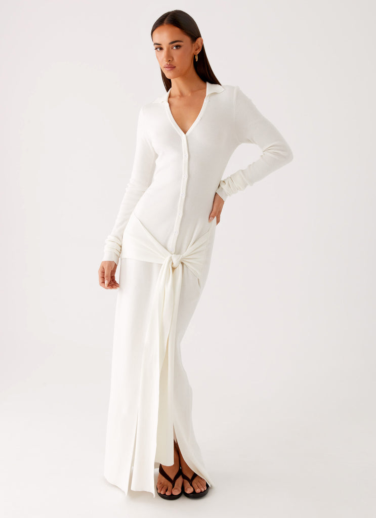 Sabetha Knit Maxi Dress White 4 Peppermayo