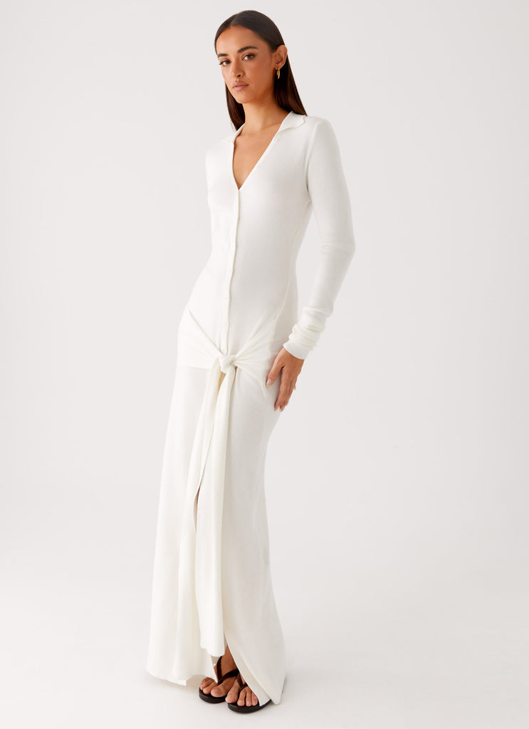 Sabetha Knit Maxi Dress White 6 Peppermayo