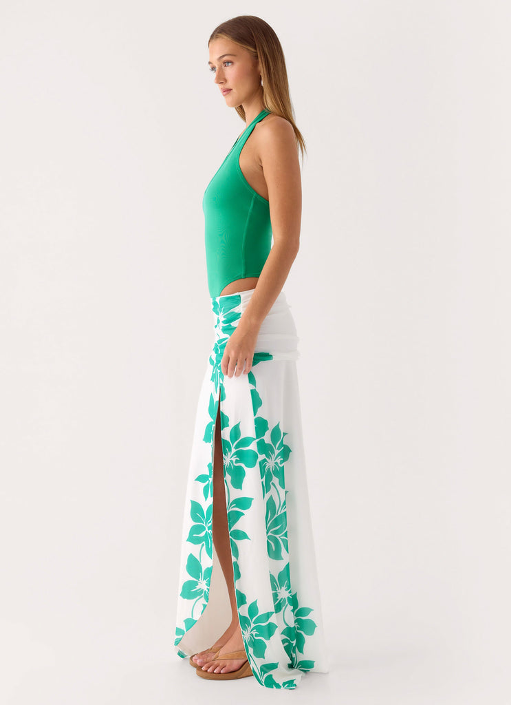 Sarinda Maxi Dress - Green White Tropic Floral Print