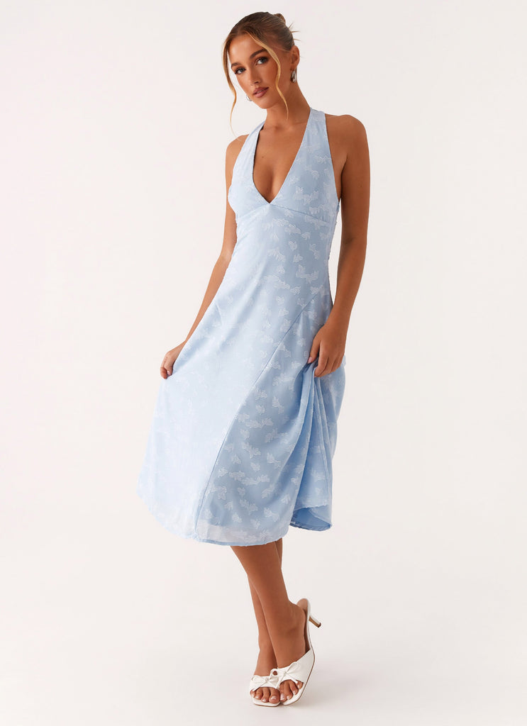 Robe midi dos nu Sashi - Bleu pâle