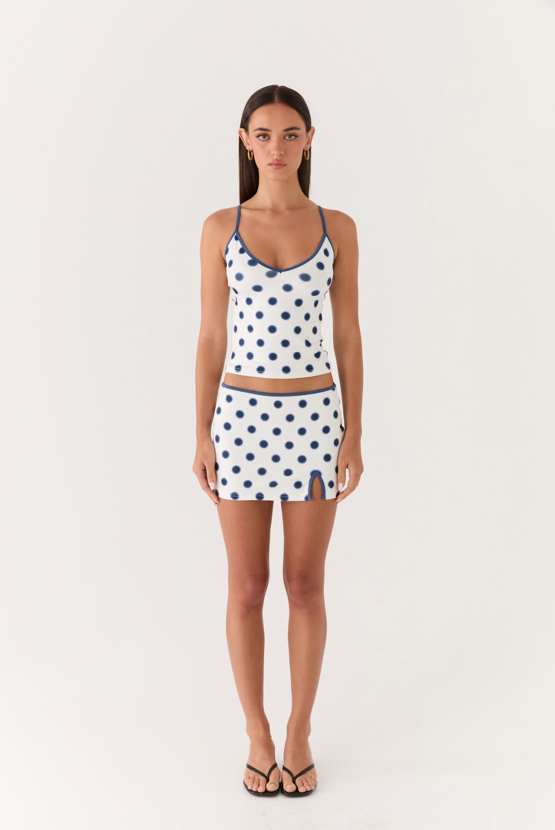 Elliot Mini Skirt - Porcelain Blue Polka Dot