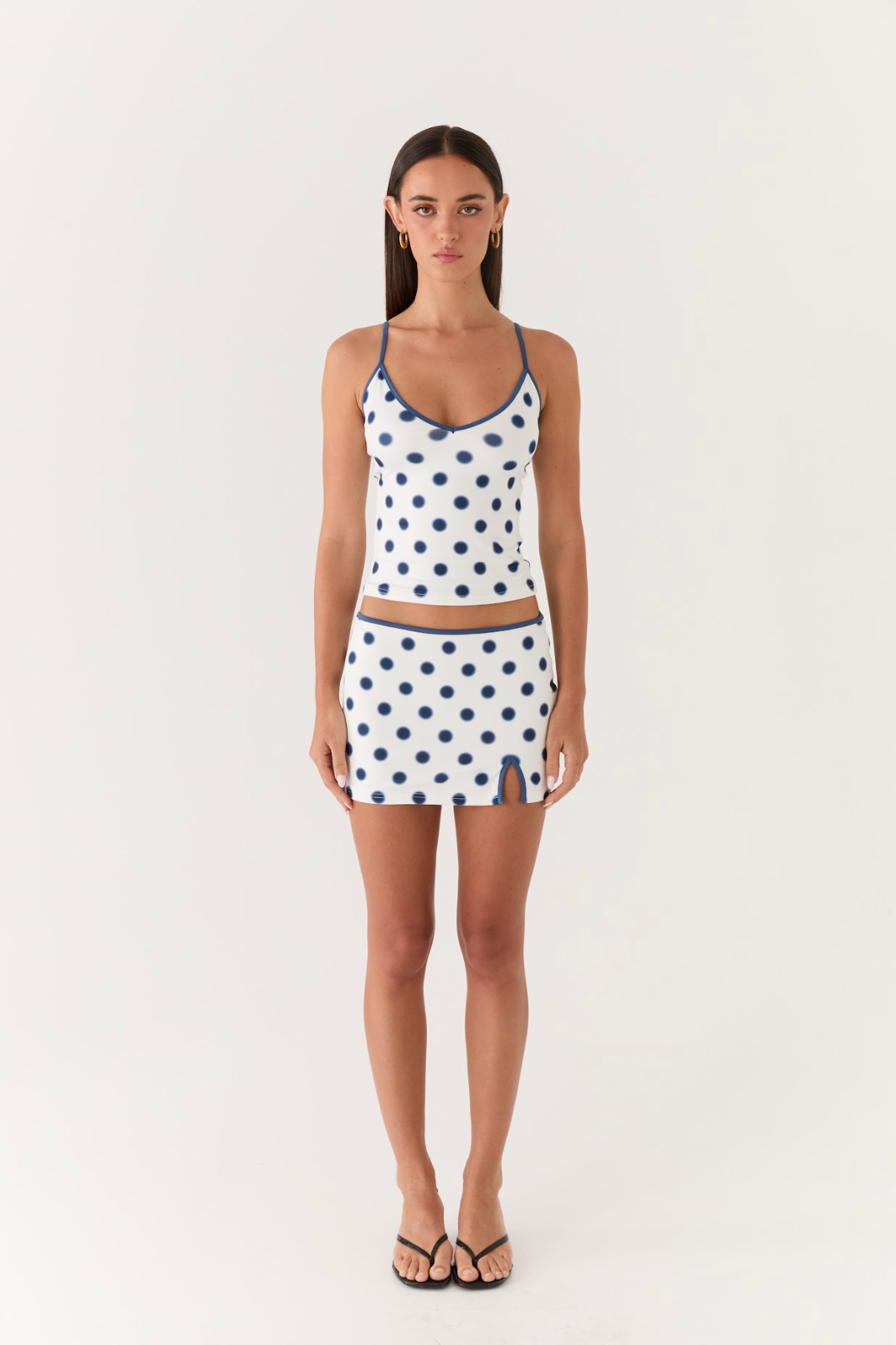 Elliot Top - Porcelain Blue Polka Dot