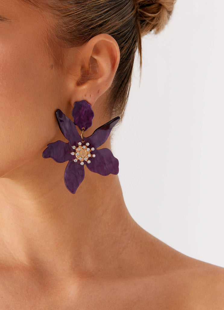 Siesta Flower Earrings - Purple