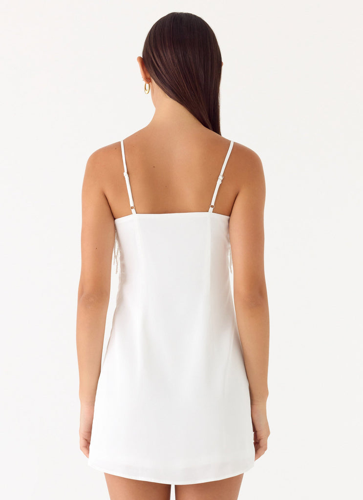 Siren Beaded Sequin Mini Dress - White