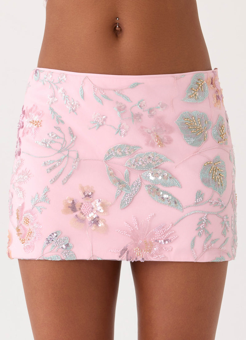 Solaire Low Rise Mini Skirt - Pink