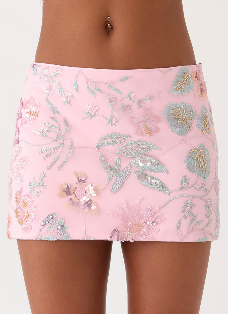 Solaire Low Rise Mini Skirt - Pink