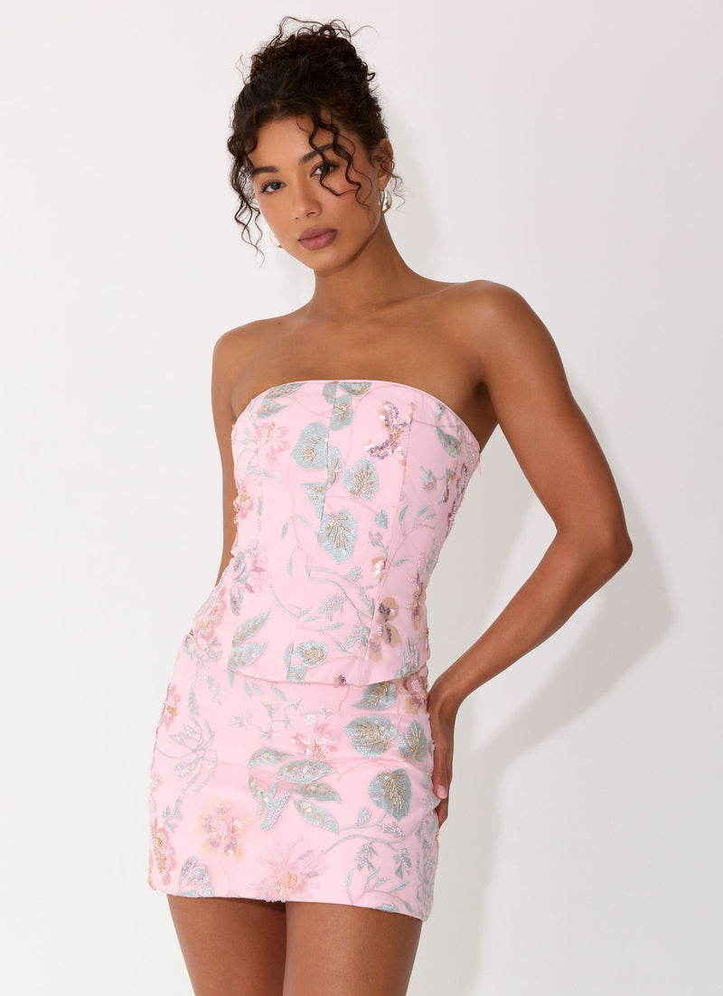 Solaire Strapless Corset Top - Pink