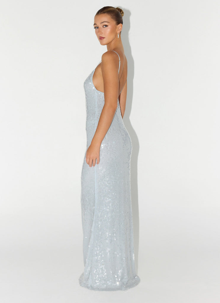 Solo Sequin Maxi Dress - Misty Blue