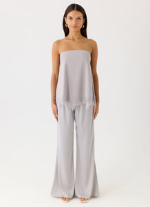 Sorena Low Rise Flared Pants - Misty Blue