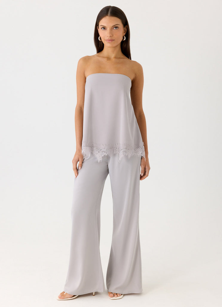 Sorena Low Rise Flared Pants - Misty Blue