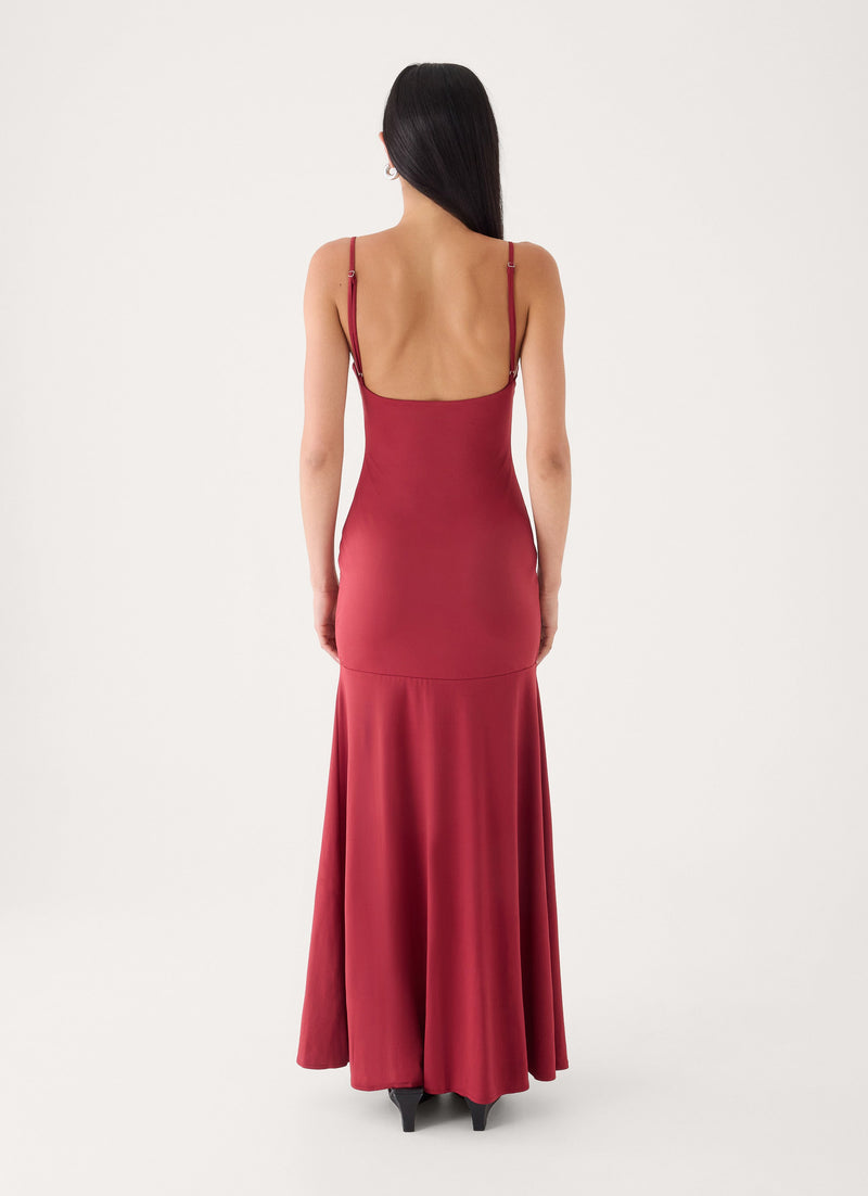 Spellbound Jersey Maxi Dress - Fire Red