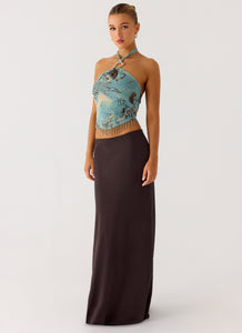Star Girl Chiffon Maxi Skirt - Cool Chocolate