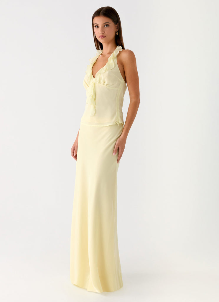 Star Girl Chiffon Maxi Skirt - Yellow