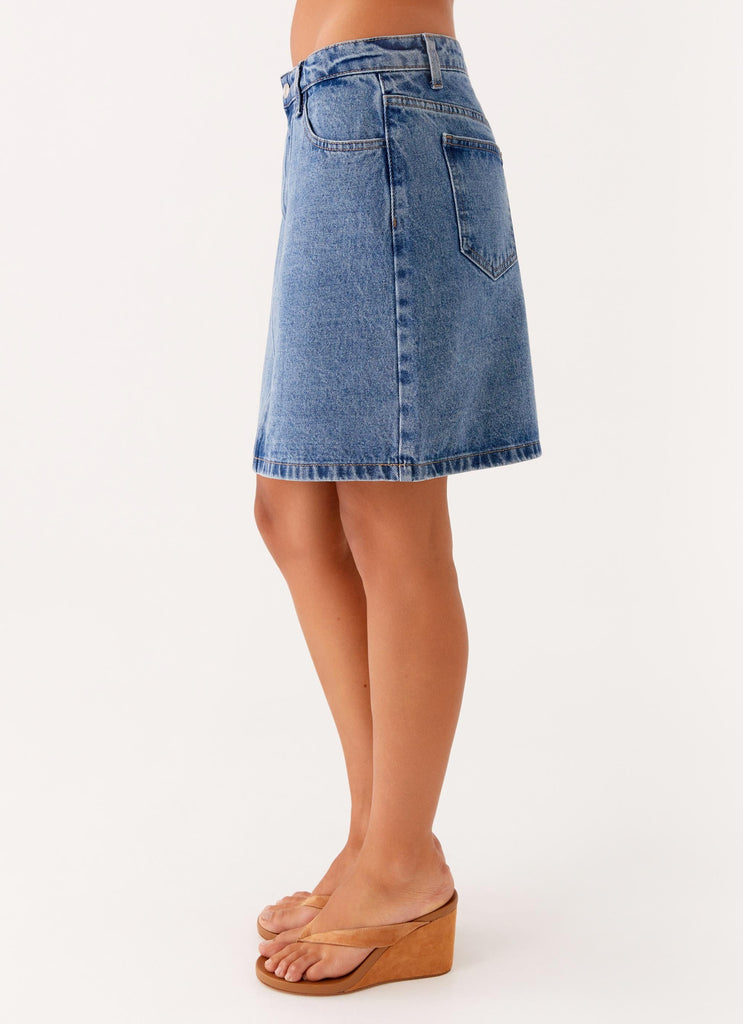 Stella Low Rise Mini Skirt - Blue