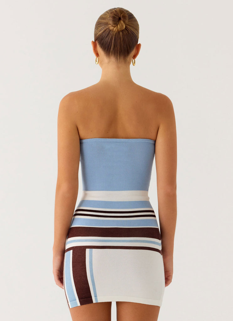 Straight Lines Mini Dress - Blue Stripe