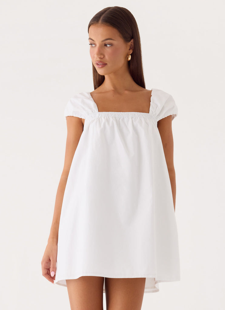 white cotton dress canada 100% Organic Cotton Eyelet Smocked Midi Dress in White