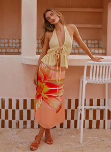 Summertime Midi Skirt - Orange Floral