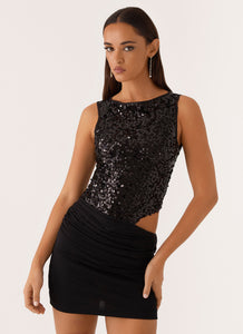 Superstition Sequin Mini Dress - Black