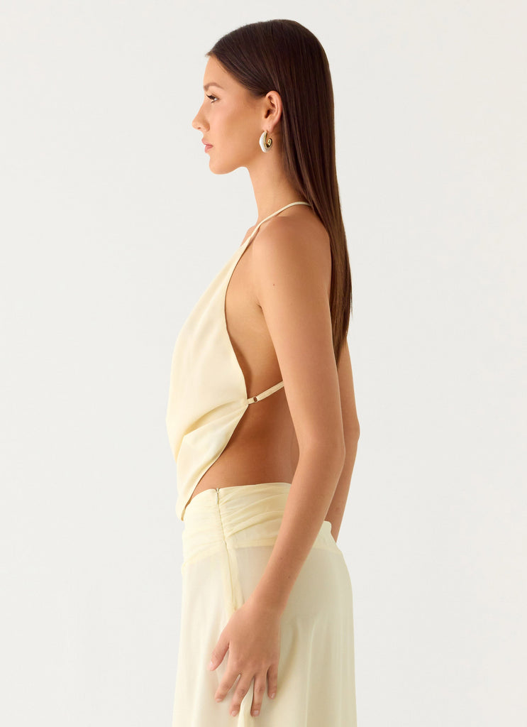 Sweet Charm Cowl Neck Top - Ivory