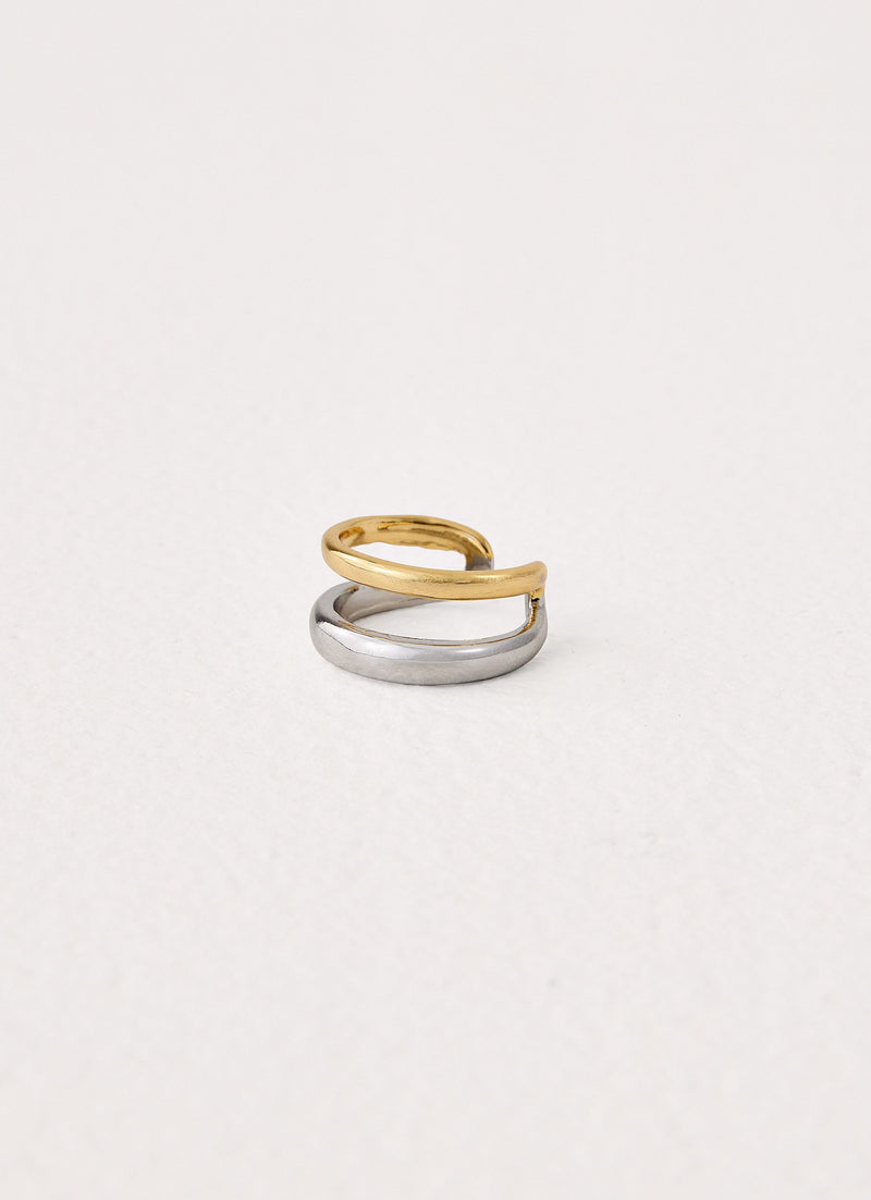 Sweet Contrast Ring - Gold/Silver Metal