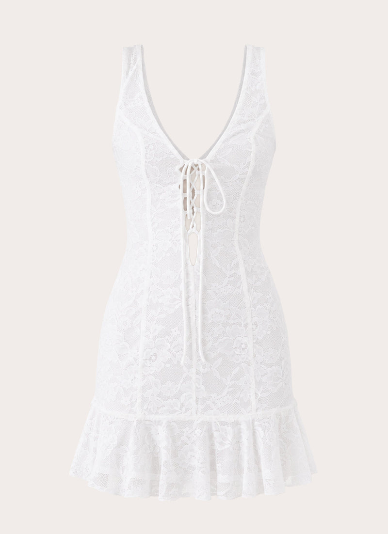 Sweet Verona Lace Mini Dress - White