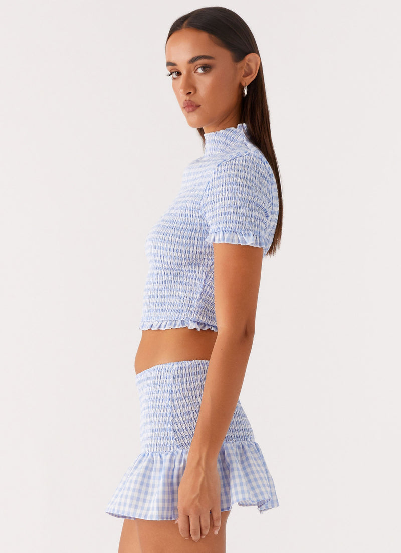 Sweetest Pie T Shirt - Baby Blue Gingham