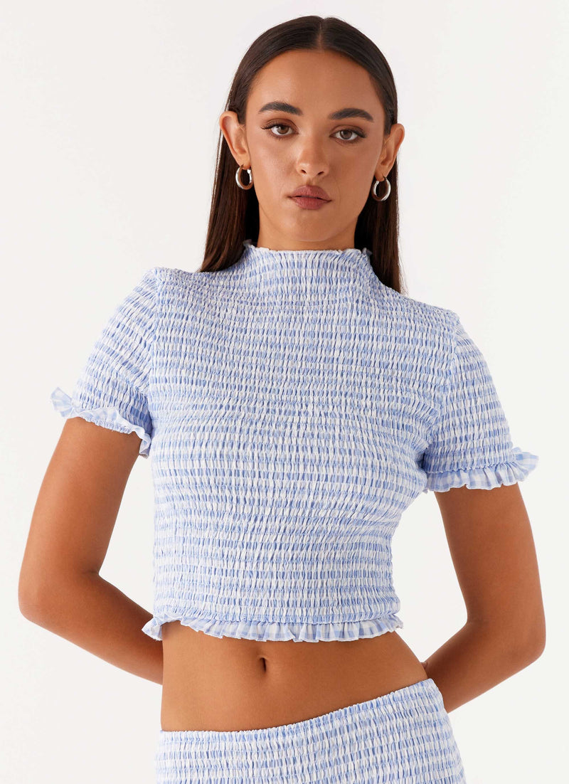 Sweetest Pie T Shirt - Baby Blue Gingham