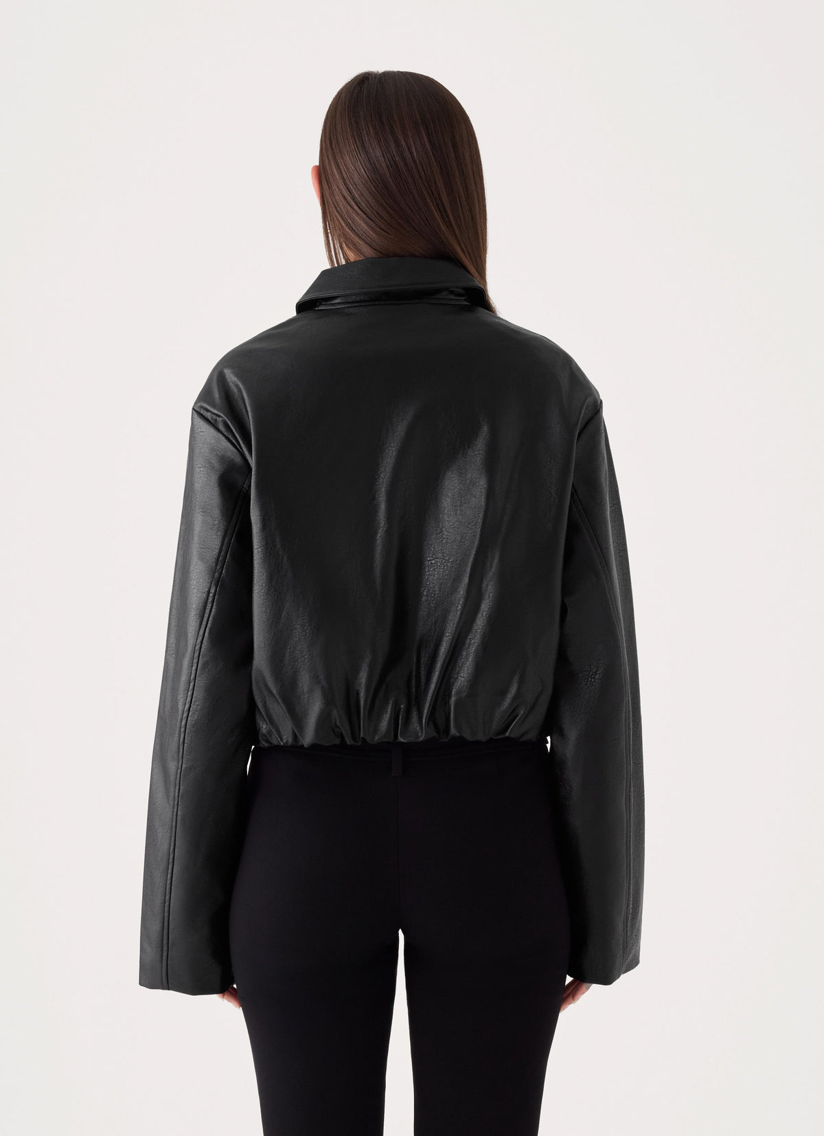 Sydney Faux Leather Bomber - Black