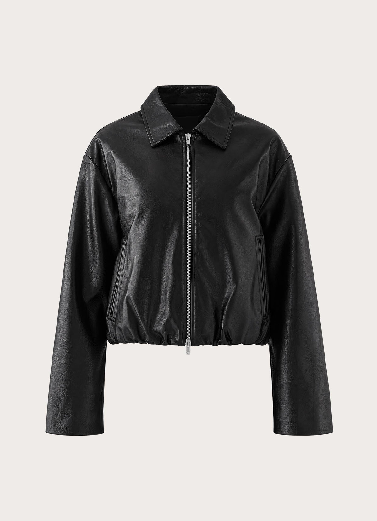 Sydney Faux Leather Bomber - Black