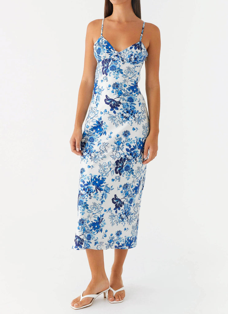 Take Chances Midi Dress - Serene Sky Floral Take Chances Midi Dress - Serene Sky Floral