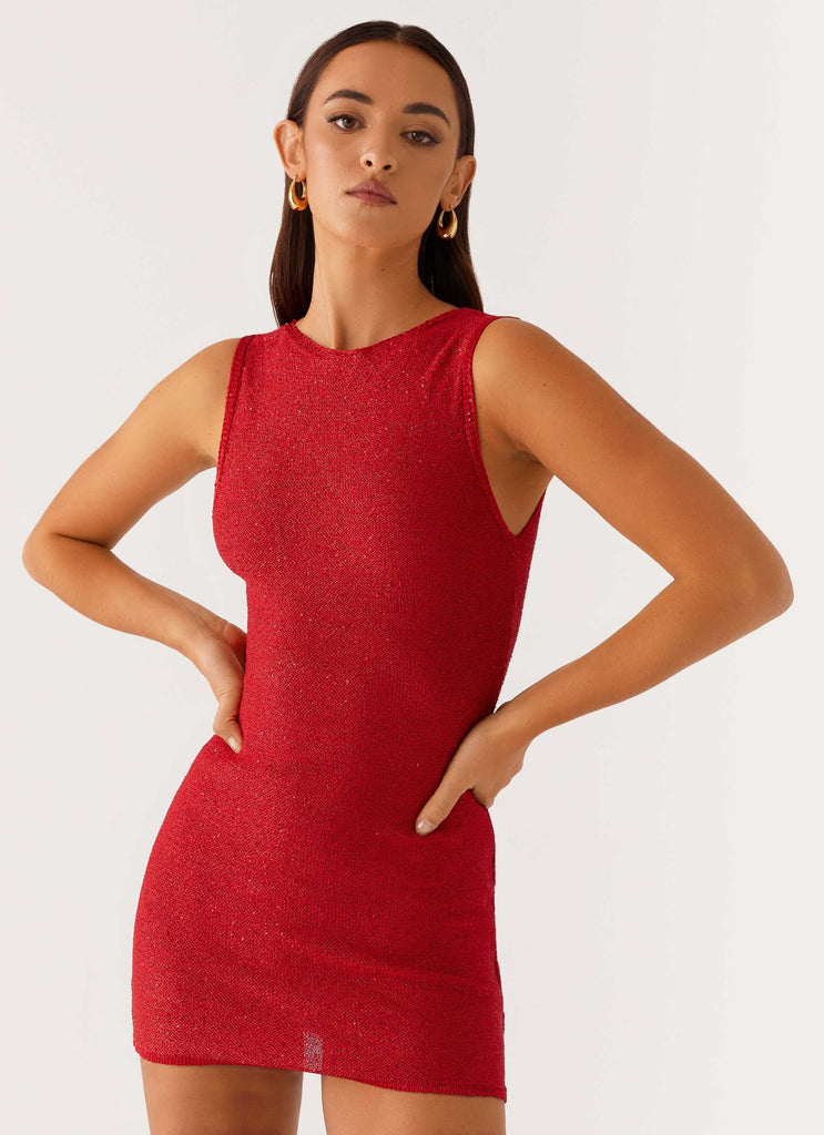 Take Five Summer Knit Mini Dress - Red